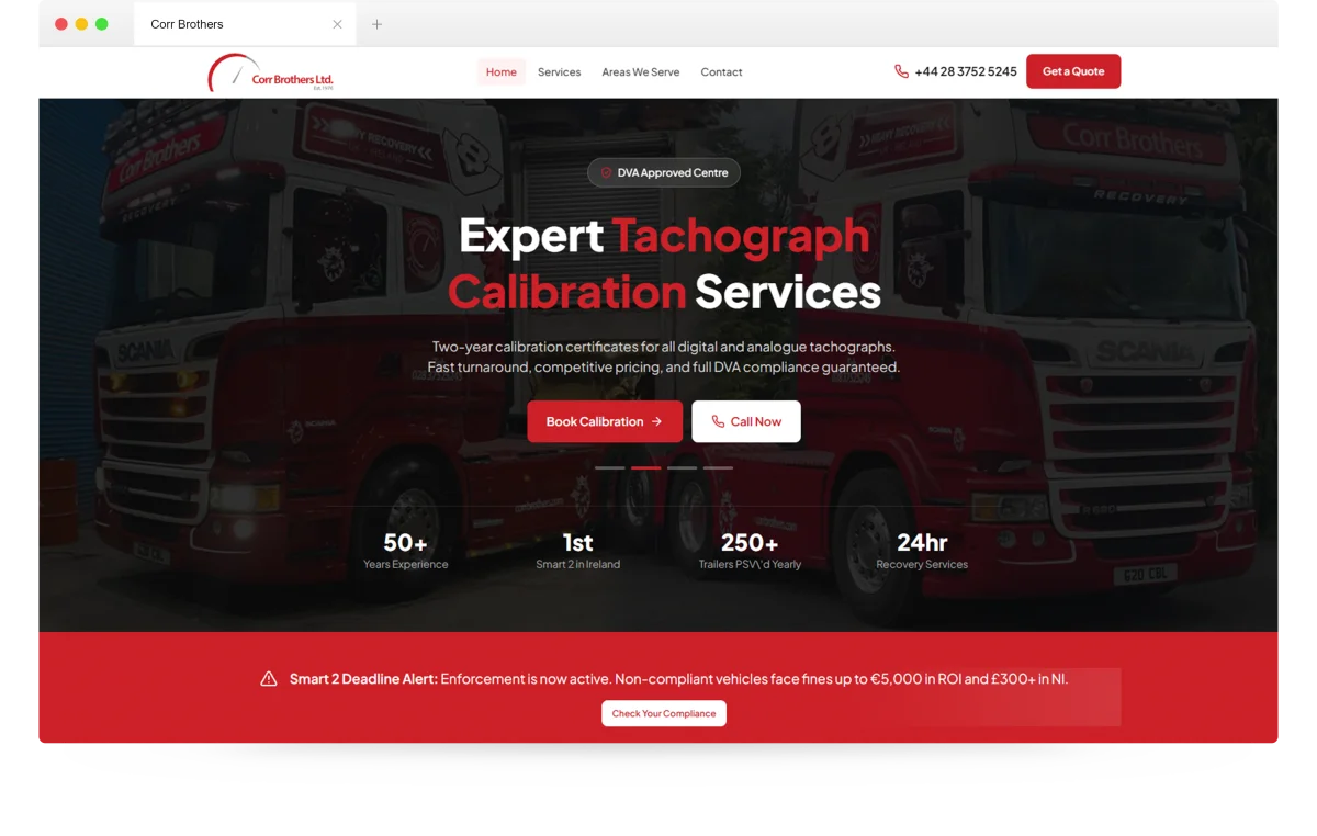 Corr Brothers — Desktop view